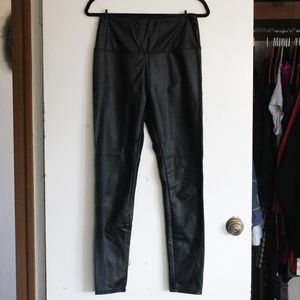 Black High waisted Leather Leggings with Back Seam